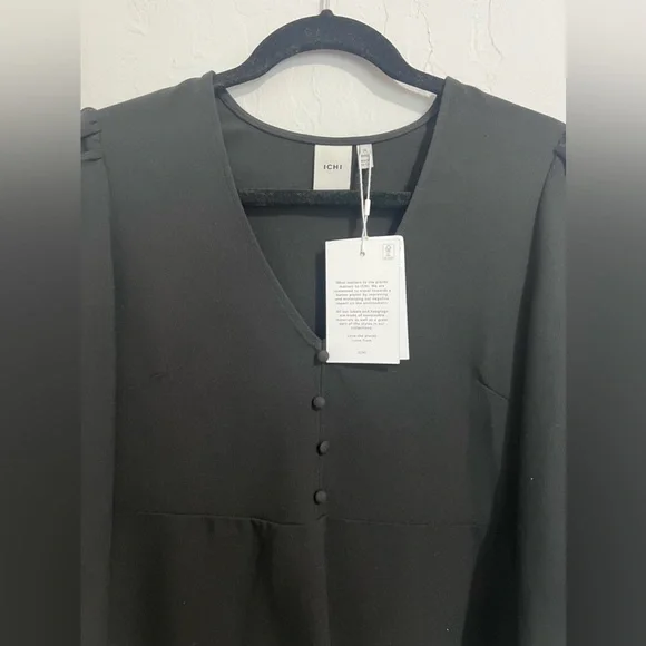 NWT Ichi Long Sleeve Black Mini Dress - Picture 2 of 4